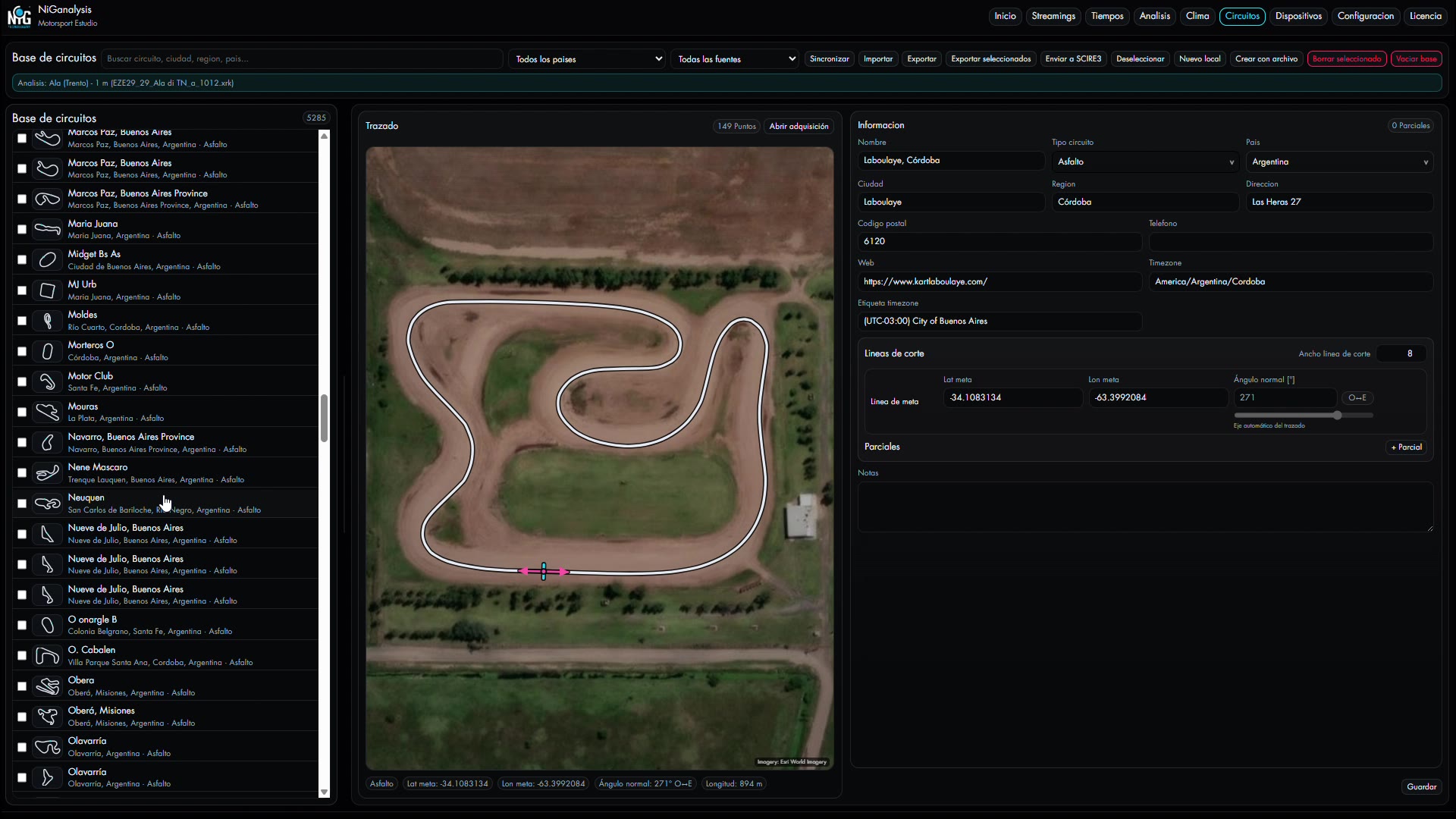 Recorrido acelerado por la biblioteca, edición, trazado y configuración de mapas de circuito en NiGanalysis.