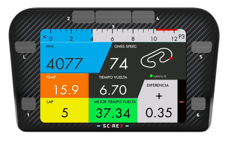 Display color touch NiG DASH 35C con seis shift lights